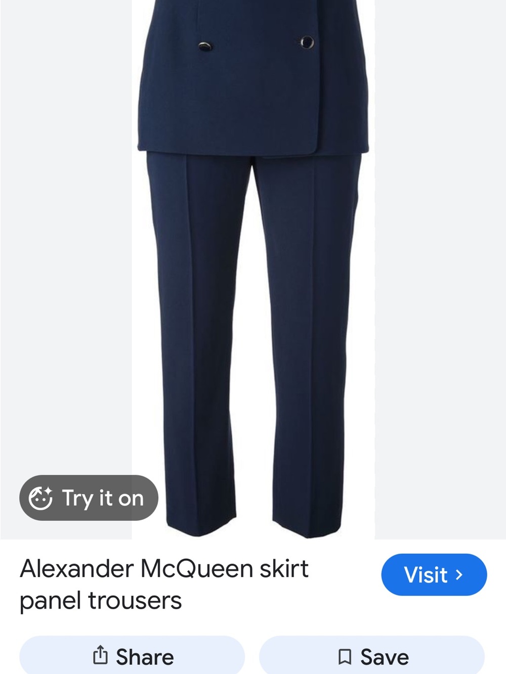 Alexander McQueen Dark Navy Panel Trousers